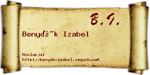 Benyák Izabel névjegykártya